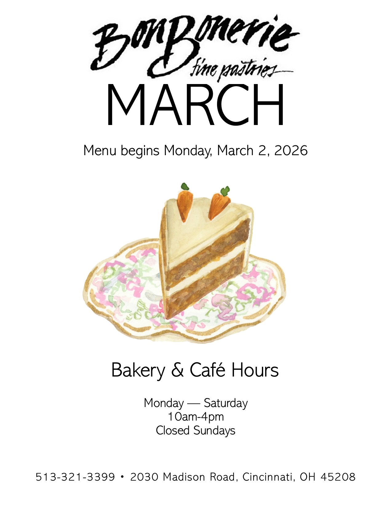 March Bakery Menu